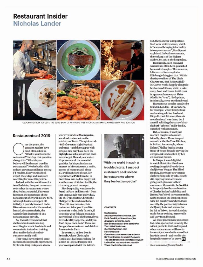 A Marisqueira de Matosinhos, de Matosinhos, na Financial Times Weekend Magazine