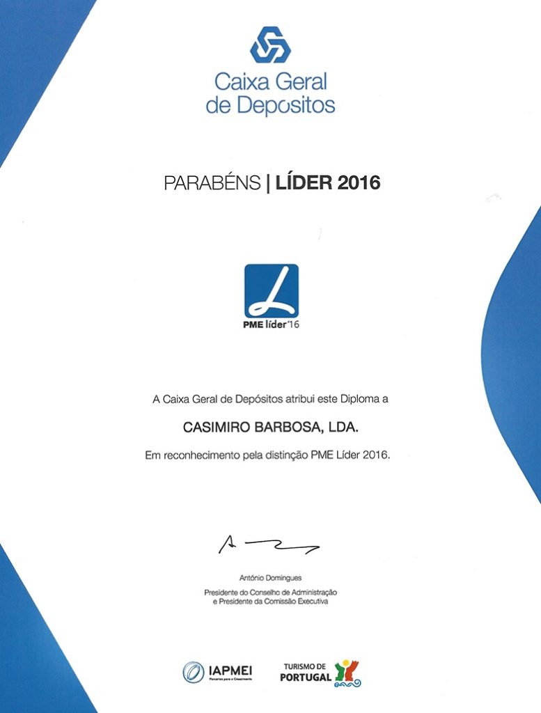 Prémio "PME Líder 2016", atribuído pela Caixa Geral de Depósitos - A Marisqueira de Matosinhos, Matosinhos